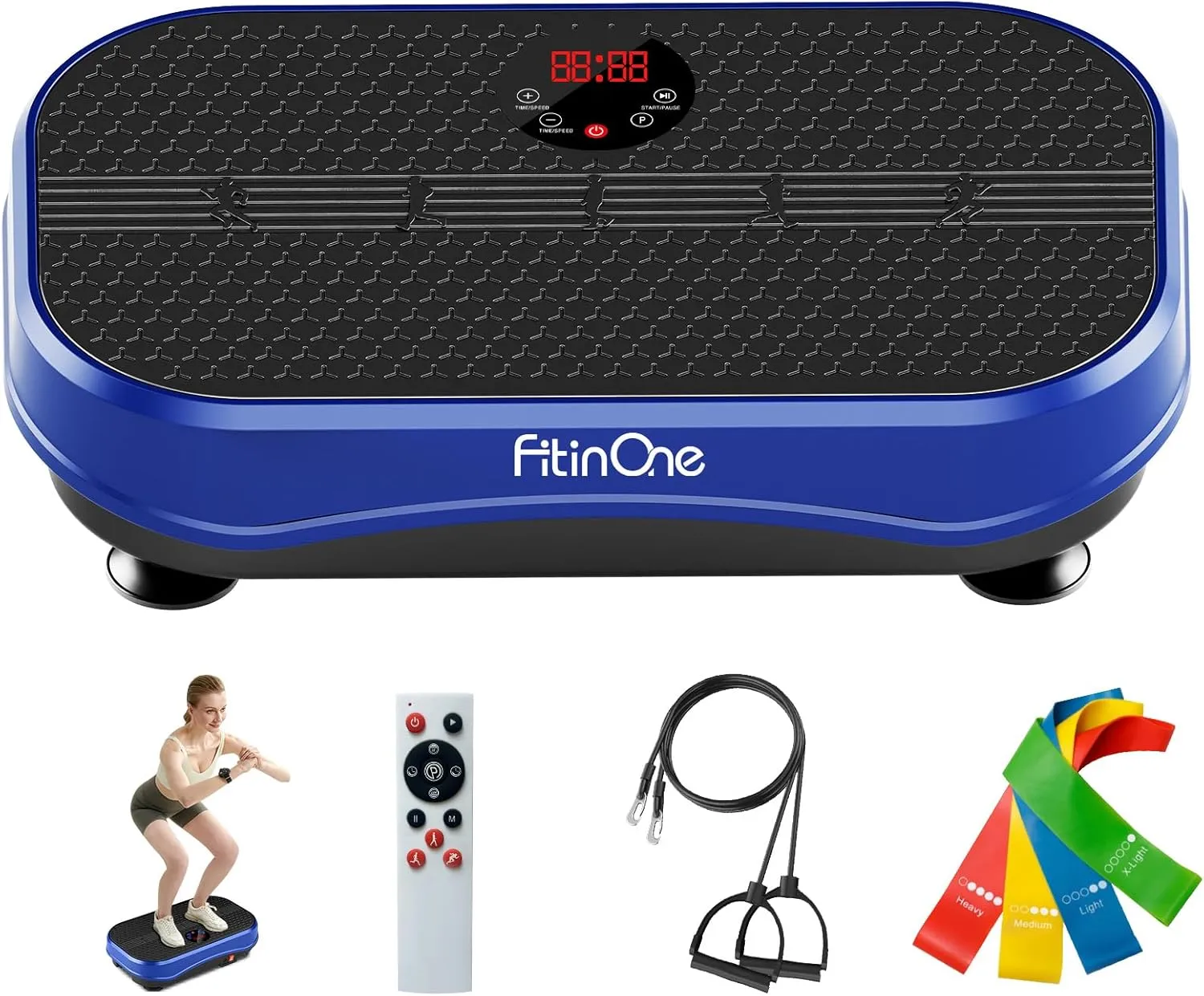 Vibration Plate Exercise Machine for Lymphatic Drainage Massager, 330 Lbs Capacity Full Whole Body Workout Equipment with Loop Bands for Women Men, Fitness Platform for Weight Loss