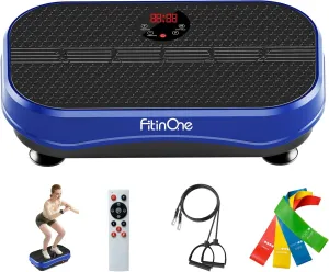 Vibration Plate Exercise Machine for Lymphatic Drainage Massager, 330 Lbs Capacity Full Whole Body Workout Equipment with Loop Bands for Women Men, Fitness Platform for Weight Loss
