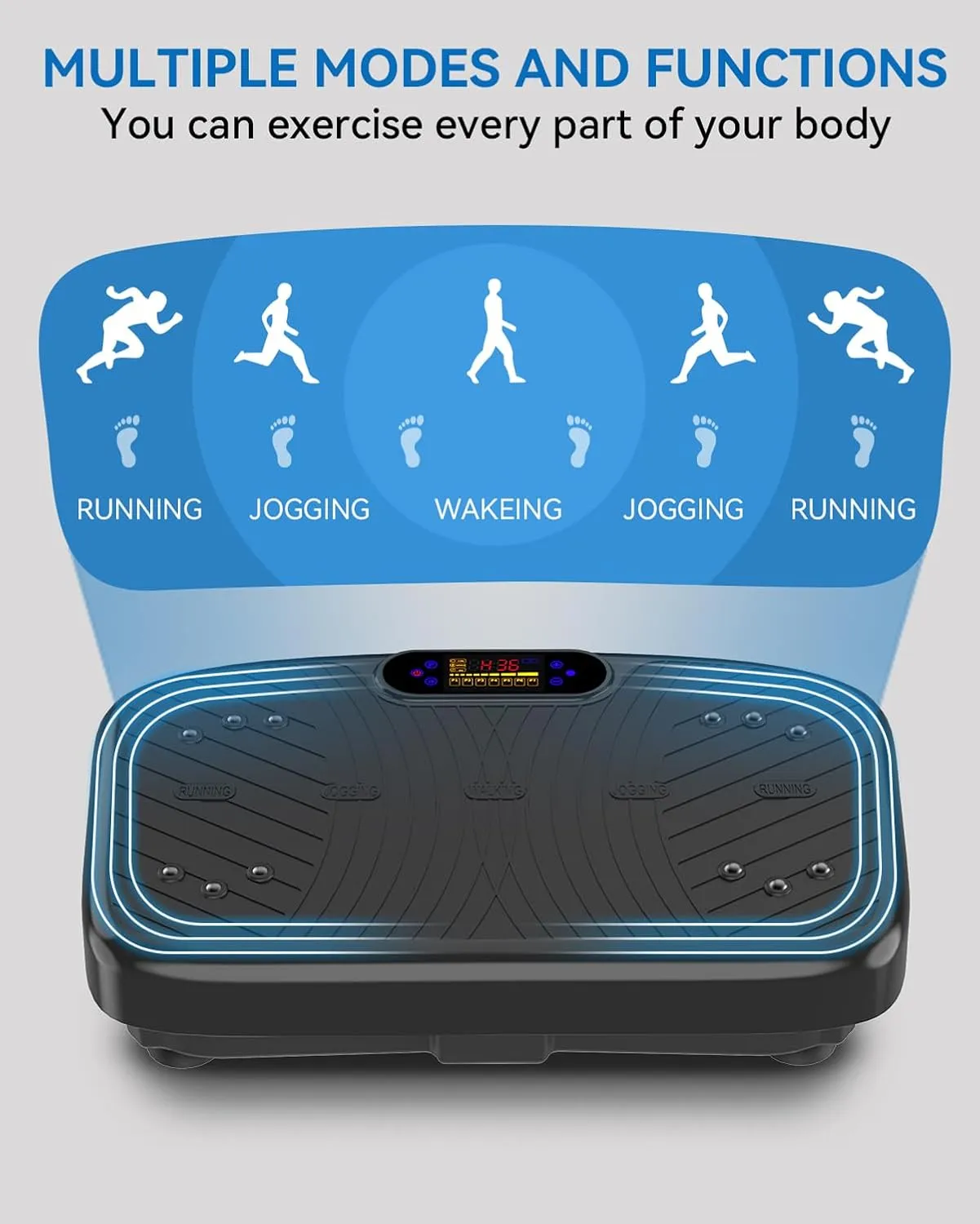 Vibration Plate Exercise Machine, Vibration Plate Platform for Lymphatic Drainage, 200 Adjustable Speeds Power Shaping Vibrating Plate Helps Weight Loss, Shaping, Max Weight 450 Lbs