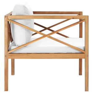 vidaXL Patio Chair Outdoor Patio Sofa Chair with Cushions Solid Wood Teak