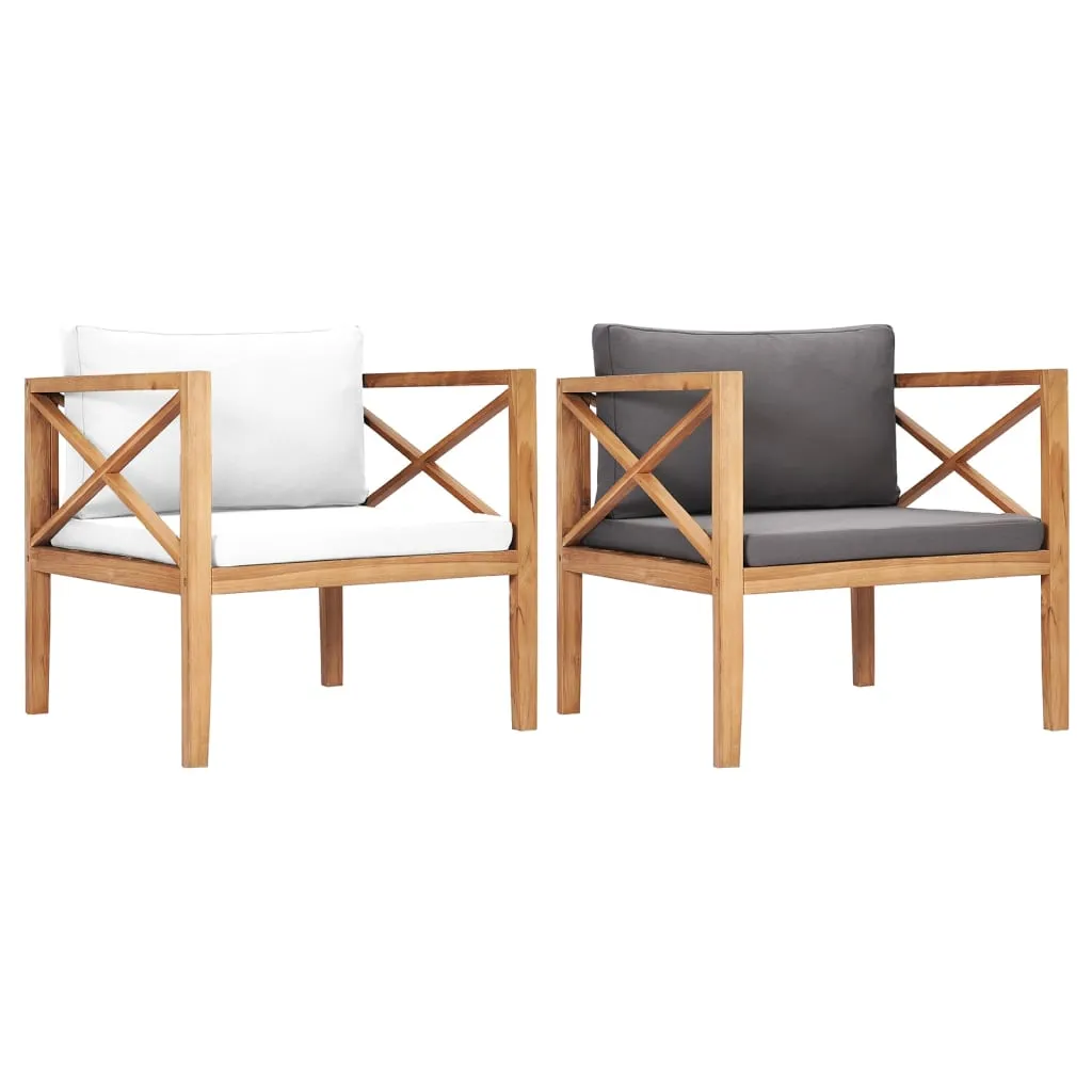 vidaXL Patio Chair Outdoor Patio Sofa Chair with Cushions Solid Wood Teak