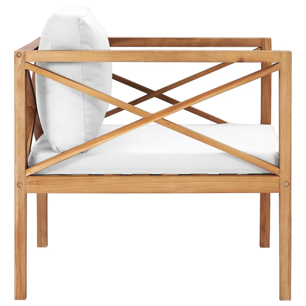 vidaXL Patio Chair Outdoor Patio Sofa Chair with Cushions Solid Wood Teak