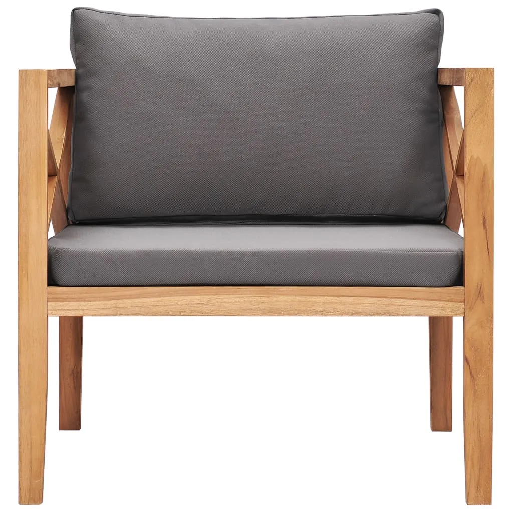 vidaXL Patio Chair Outdoor Patio Sofa Chair with Cushions Solid Wood Teak