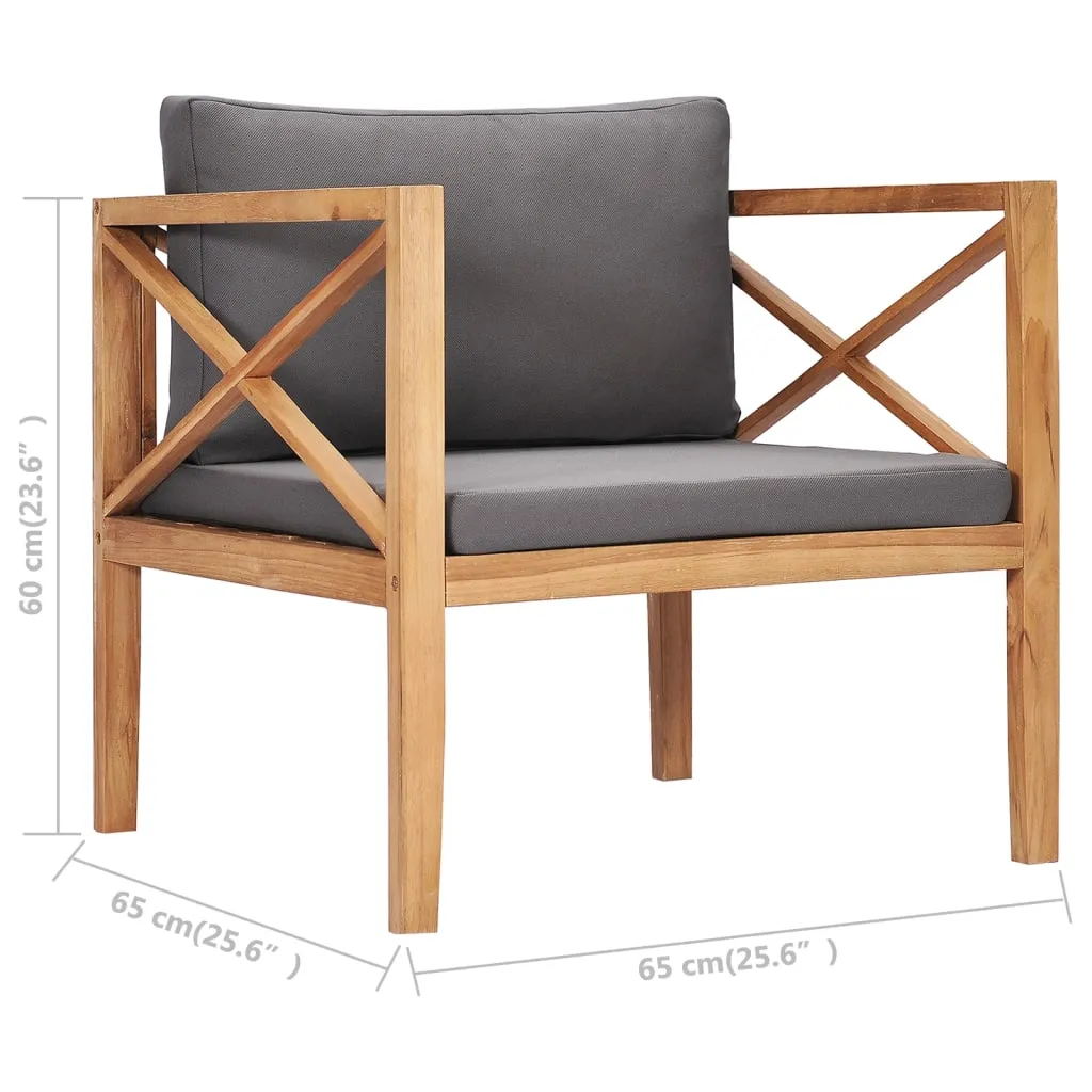 vidaXL Patio Chair Outdoor Patio Sofa Chair with Cushions Solid Wood Teak