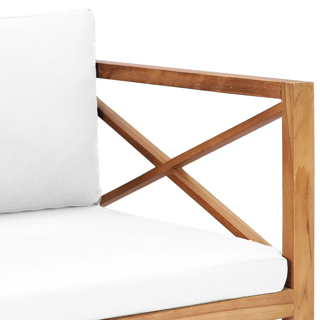 vidaXL Patio Chair Outdoor Patio Sofa Chair with Cushions Solid Wood Teak