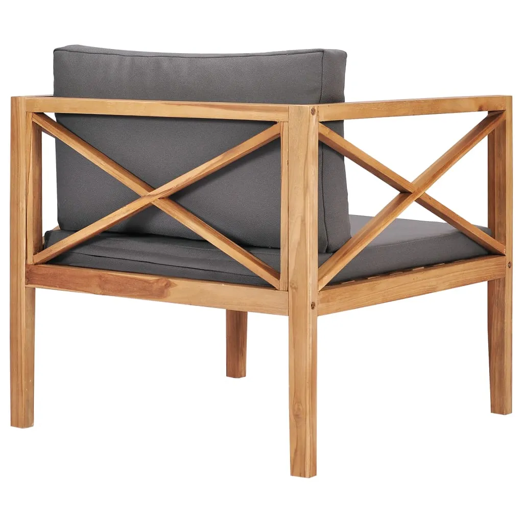 vidaXL Patio Chair Outdoor Patio Sofa Chair with Cushions Solid Wood Teak