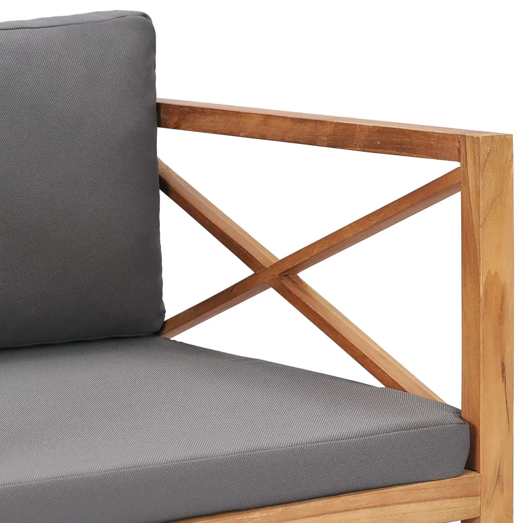 vidaXL Patio Chair Outdoor Patio Sofa Chair with Cushions Solid Wood Teak