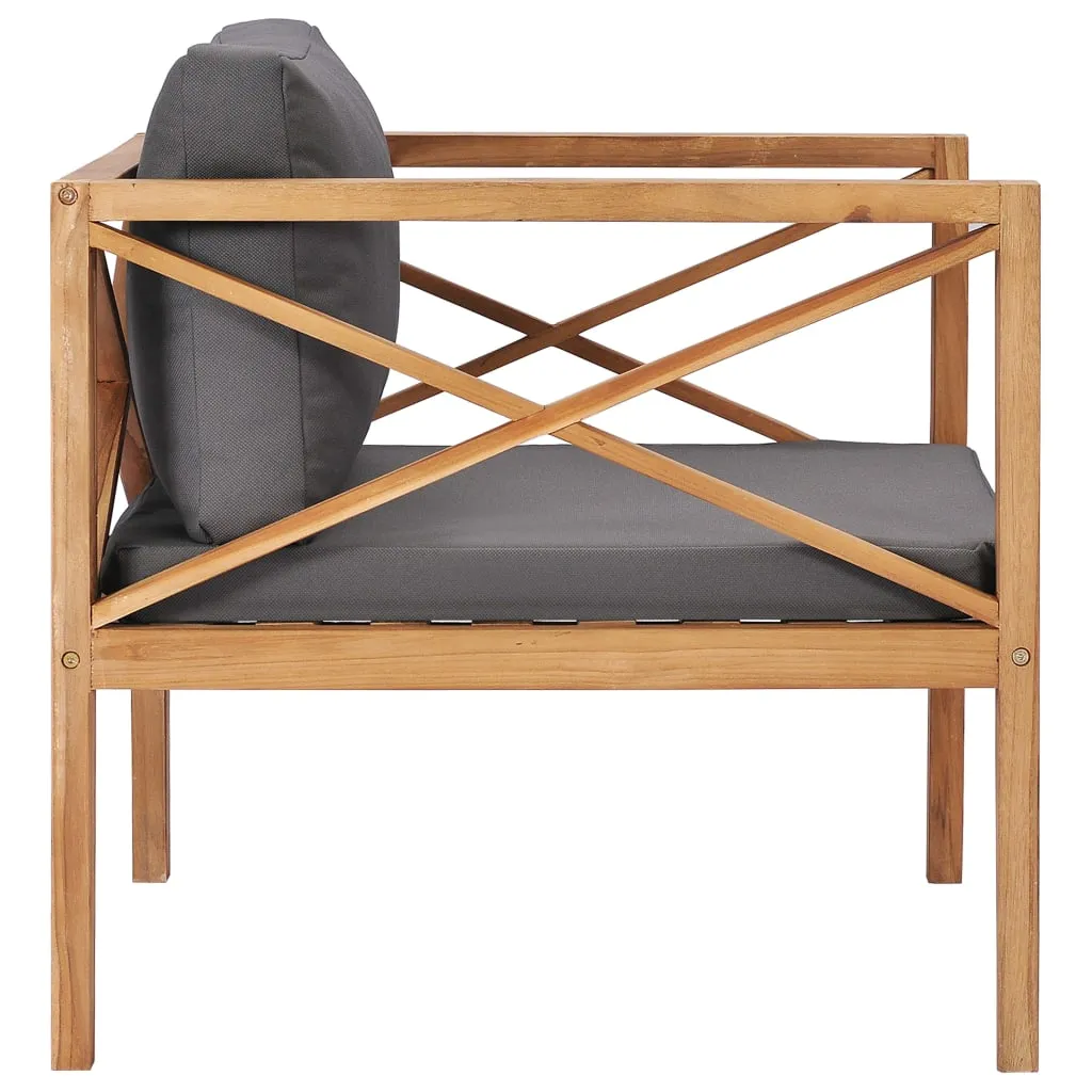 vidaXL Patio Chair Outdoor Patio Sofa Chair with Cushions Solid Wood Teak