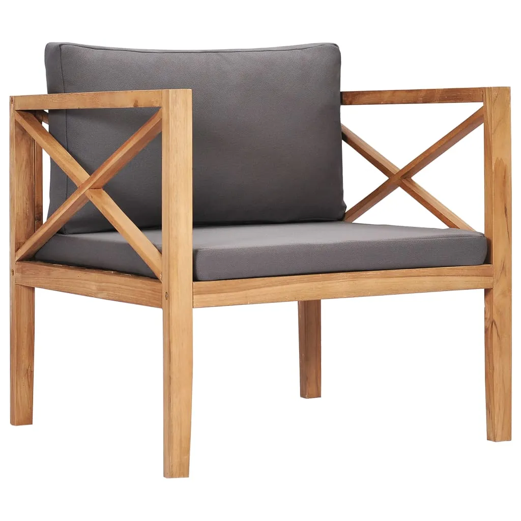 vidaXL Patio Chair Outdoor Patio Sofa Chair with Cushions Solid Wood Teak