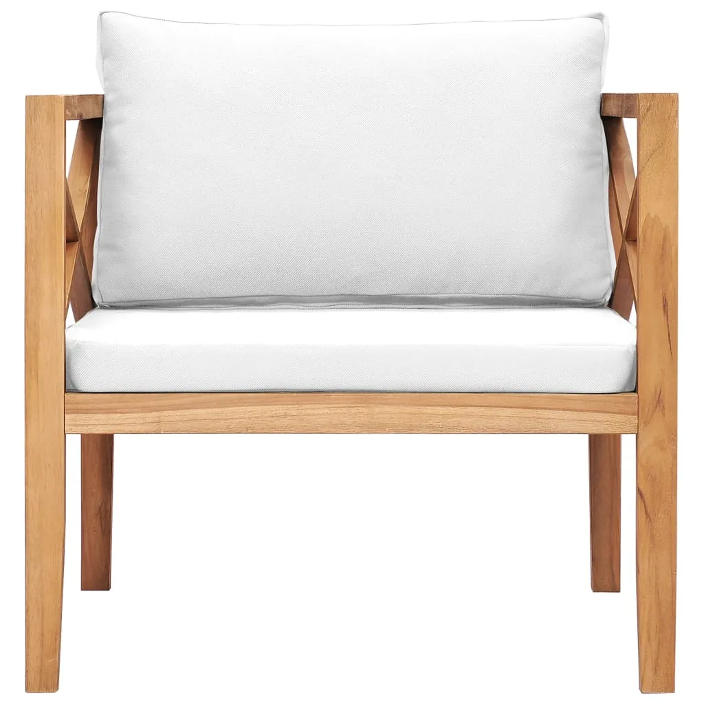 vidaXL Patio Chair Outdoor Patio Sofa Chair with Cushions Solid Wood Teak