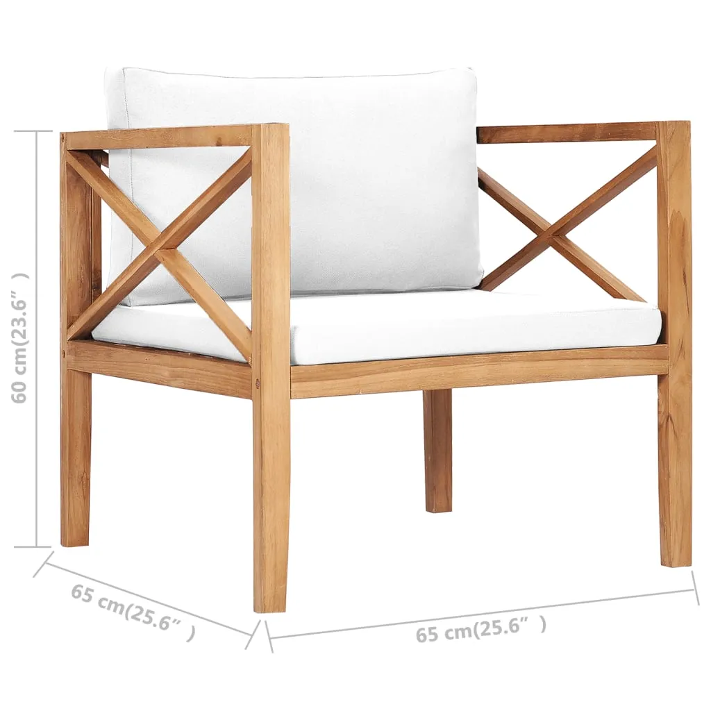 vidaXL Patio Chair Outdoor Patio Sofa Chair with Cushions Solid Wood Teak