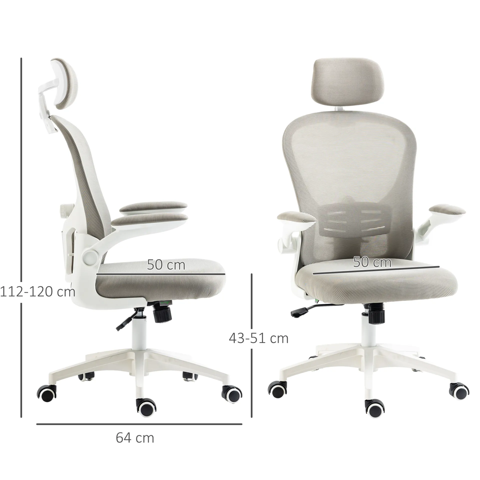 Vinsetto Multi-Adjustable Office Chair, with Lumbar Support, Headrest and Mesh Back in Grey