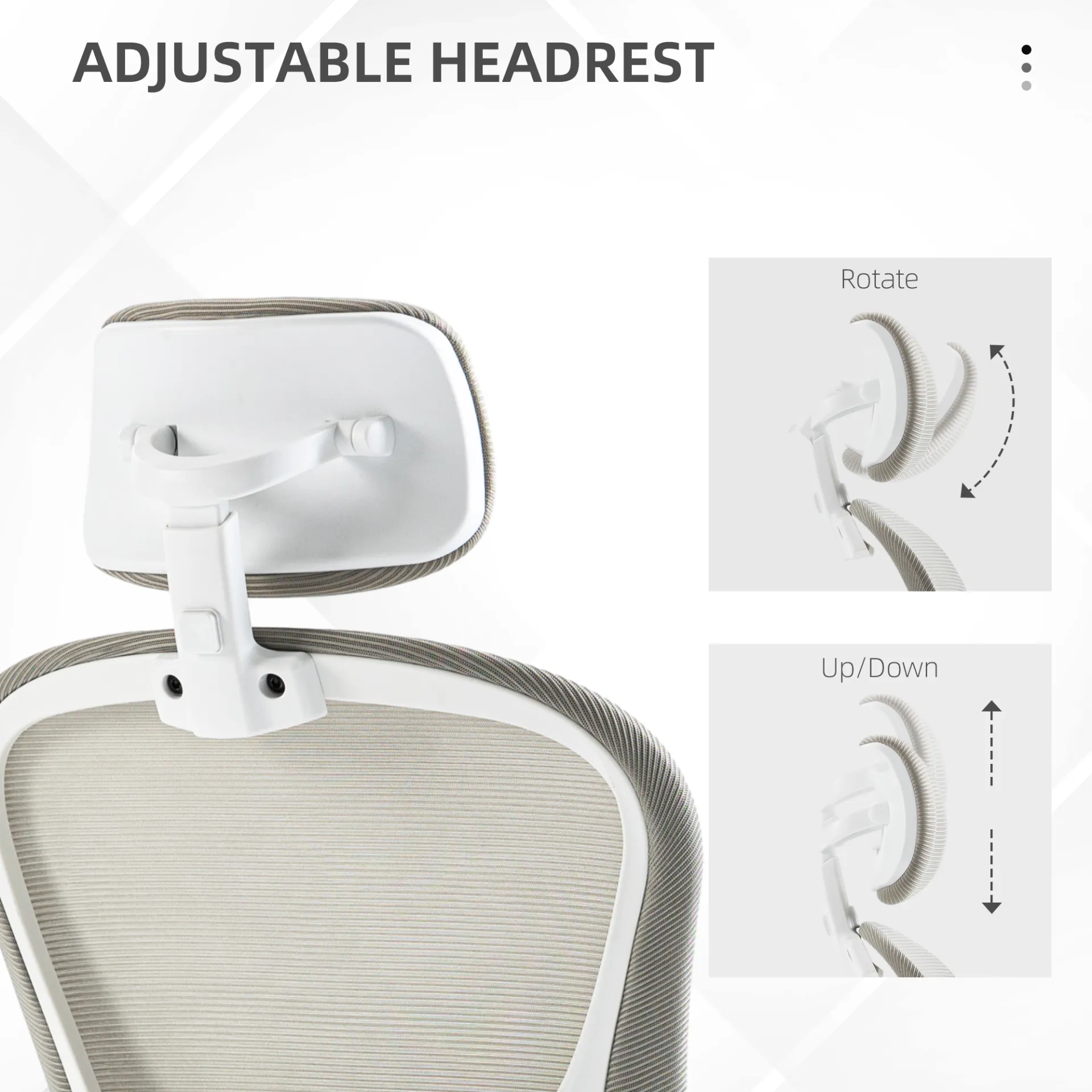 Vinsetto Multi-Adjustable Office Chair, with Lumbar Support, Headrest and Mesh Back in Grey