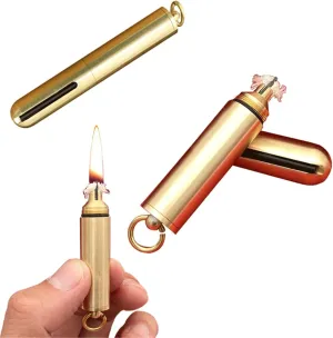 Vintage Brass Match Kerosene Lighter, Windproof and Waterproof Matches with Keychain Hook, Suitable for Indoor and Outdoor/Gift/Collection (Kerosene not Included)