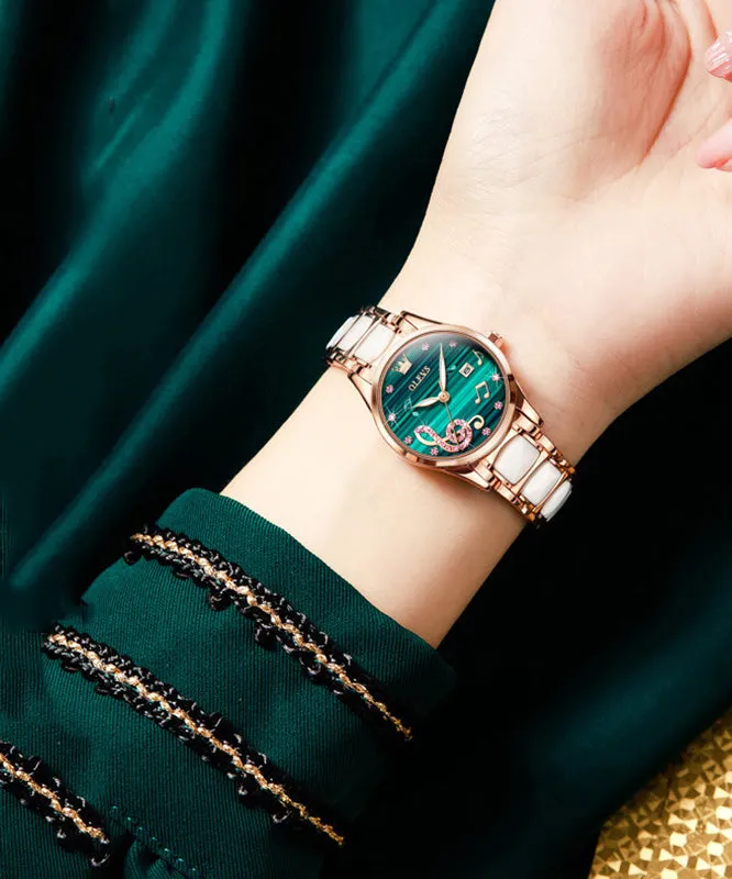 Vogue Rose Stainless Steel Zircon Ceramics Waterproof Watch