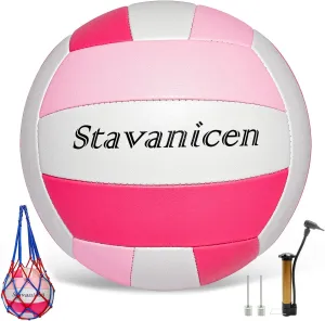Volleyball Official Size 5 for Indoor Outdoor, Thicker PU Soft Volleyball Beach Volleyball for Girls Boys Teenager Adults, Volleyball Kit for Beach Game Gym Training Beginner