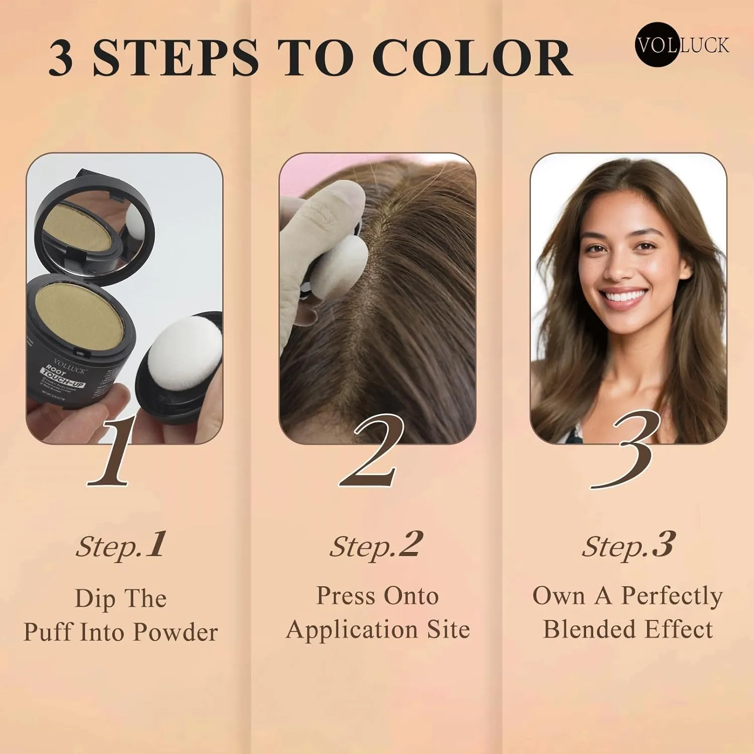 VOLLUCK Hairline Powder Instantly, Root Touch up Powder Hair Color Upgraded, Grey Root Cover up Conceals Hair Loss, Hairline Shadow for Women & Men for Thinning Hair Natural, Sweatproof (Dark Brown)