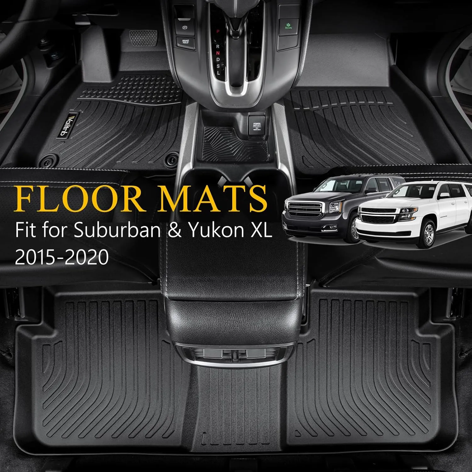 Wailtnb-All Weather Floor Mats for Chevrolet Suburban & GMC Yukon XL 2015-2020 Custom Fit Chevy Suburban & Yukon XL 2015-2020 Waterproof Durable Accessories for Suburban