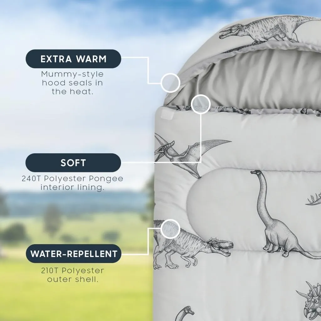 Wake In Cloud - Kids Sleeping Bag for Boys Toddlers, Camping in Warm Cold Weather, Backpacking Lightweight Compact Outdoor Liner for 3 Seasons Summer Spring Fall