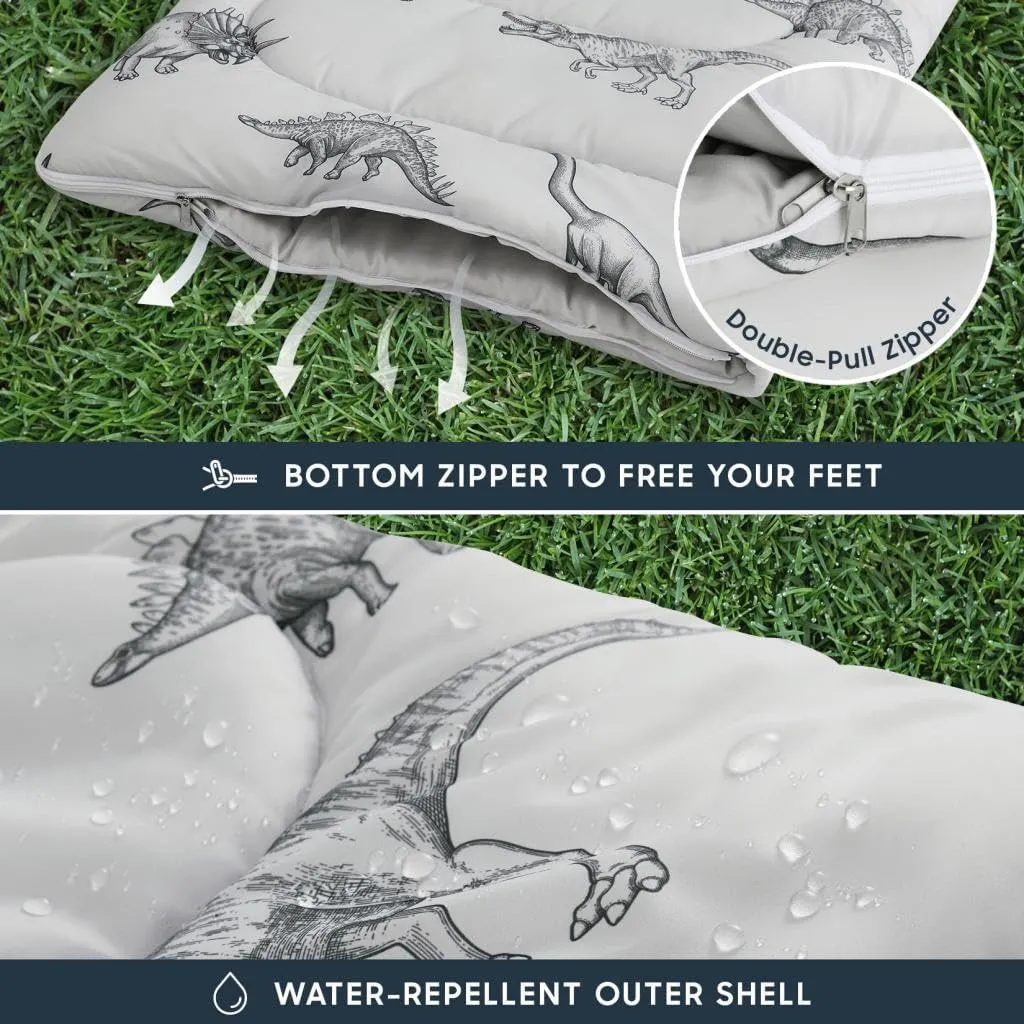 Wake In Cloud - Kids Sleeping Bag for Boys Toddlers, Camping in Warm Cold Weather, Backpacking Lightweight Compact Outdoor Liner for 3 Seasons Summer Spring Fall