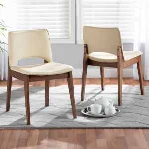 Warrenville Mid-Century Modern Beige Faux Leather Upholstered And Walnut Brown Finished Wood 2-Piece Dining Chair (Set of 2) Corrigan Studio® Upholstery Color: Beige