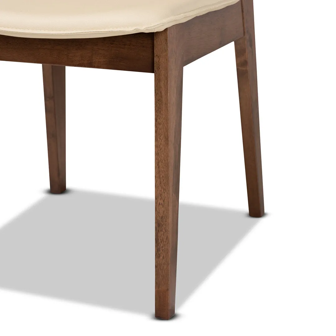 Warrenville Mid-Century Modern Beige Faux Leather Upholstered And Walnut Brown Finished Wood 2-Piece Dining Chair (Set of 2) Corrigan Studio® Upholstery Color: Beige