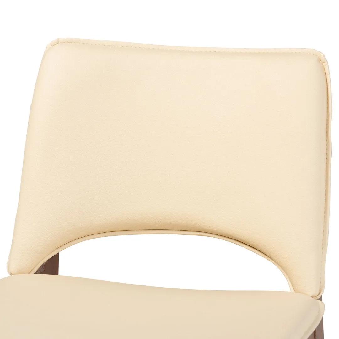 Warrenville Mid-Century Modern Beige Faux Leather Upholstered And Walnut Brown Finished Wood 2-Piece Dining Chair (Set of 2) Corrigan Studio® Upholstery Color: Beige