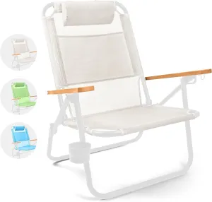Water Buffalo Bondi Beach Chair – Backpack Beach Chair for Adults with Reclining Positions, Cup Holder & High Back Support