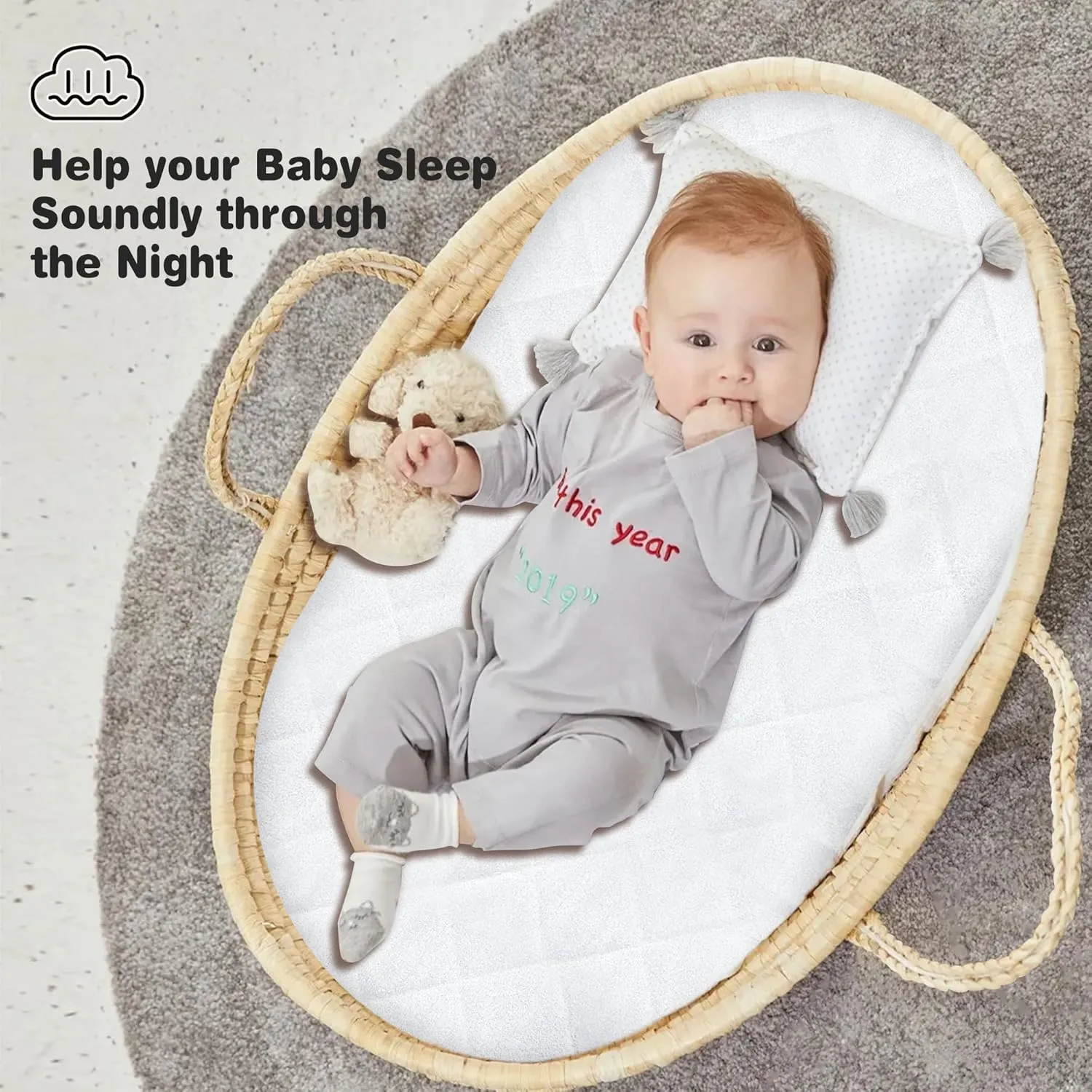 Waterproof Bassinet Mattress Pad Protector Cover Compliable with Maxi-COSI/Swift Lightweight Bassinet/Graco SmartSense Soothing Bassinet, Ultra Soft, Breathable and Comfortable, 2 Pack