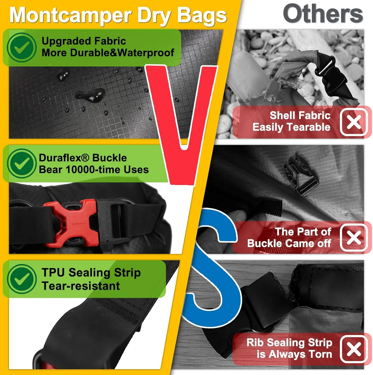 Waterproof Dry Bag-Upgraded Tear-resistant CORDURA Fabric-Durable&Lightweight Roll Top Dry Sack with Survival Whistle-Perfect for Hiking, Camping, Kayaking&Beach-Float on Water(35L/Orange)