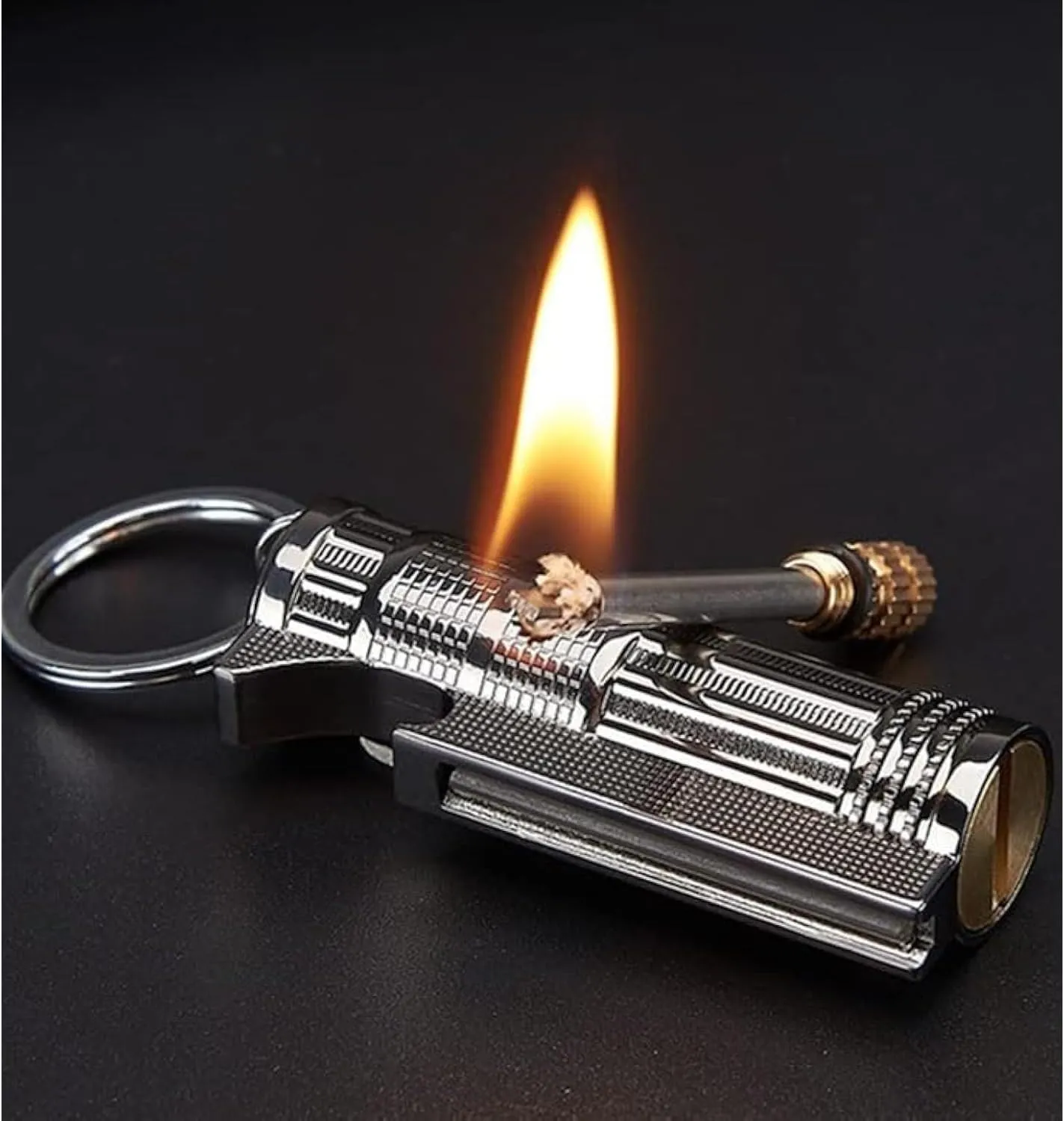 Waterproof Keychain Match Lighter - Vintage Kerosene Flint Lighter for Outdoor Camping & Survival - Reusable Soft Flame Design - Perfect Men's Gadget(#1)
