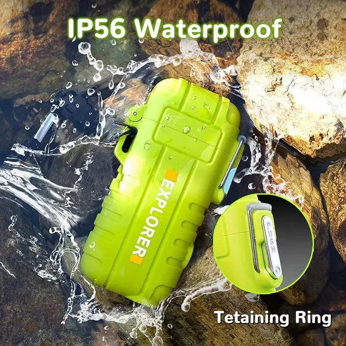 Waterproof Lighter Outdoor Flexible Neck Windproof USB Rechargeable Plasma Lighter Flashlight Flameless Electric Arc Lighter for Candle Camping Hiking Outdoor Survival Activities Tatical Gear