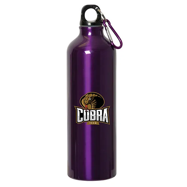 WB8007 750 ML (25 FL. OZ.) ALUMINUM WATER BOTTLE WITH CARABINER