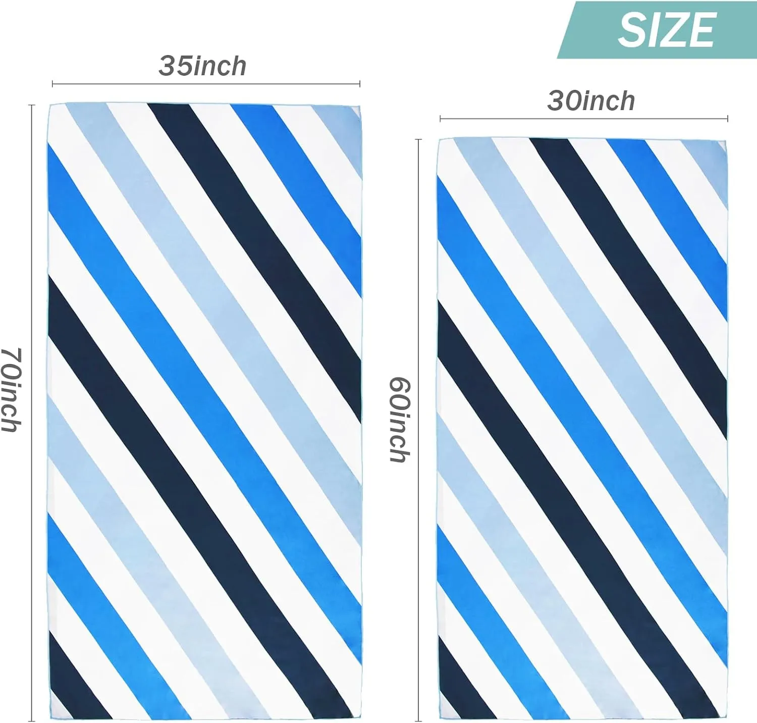 Whale Flotilla 2 Pack Quick Dry Beach Towels Oversized (35"x70"), Microfiber Sand-Free Beach Towel Set, Extra Large Compact Pool Travel Accessories, Blue and Purple