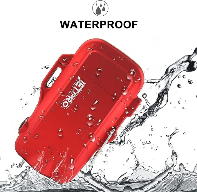 Windproof Lighter Dual Arc Plasma Lighter Rechargeable Lighter Flameless with Survival Emergency Whistle and Lanyard (Red)