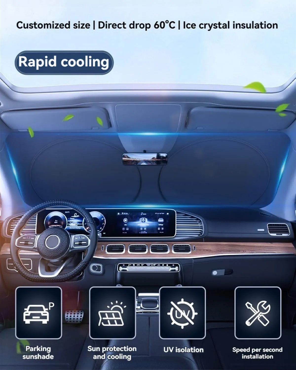 Windshield Sun Shade for Mitsubishi Outlander Front Window Shades Cover for 2011-2024 Outlander Windshield Sun Visor Protector Car Accessories
