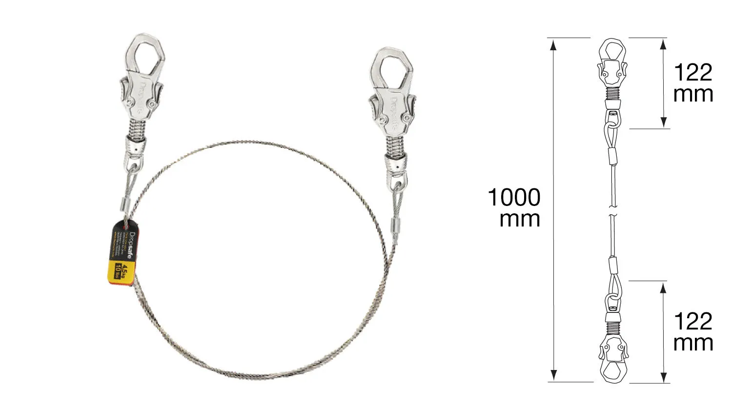 Wire Tool Lanyard - Twin Carabiners - 4.5 kg / 10 lbs