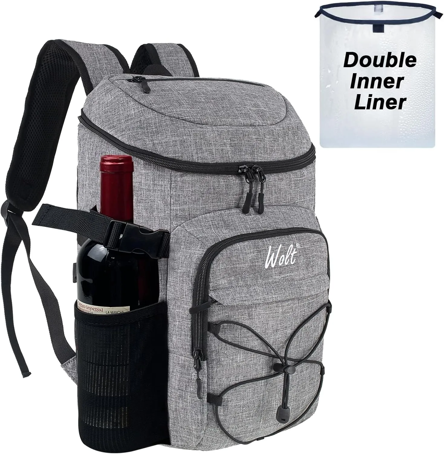 WOLT Cooler Backpack,24 Cans Insulated Backpack Cooler Leakproof,Lightweight Soft Cooler Bag,Camping Cooler,Large Capacity Beach Cooler,Waterproof Travel Cooler Lunch Backpack for Hiking