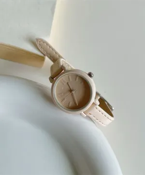 Women Tea Color Genuine Leather Waterproof Watch