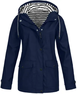 Women's Long Rain Jacket With Hood Raincoat Waterproof Windbreaker 2025 Trench Outdoor Coat