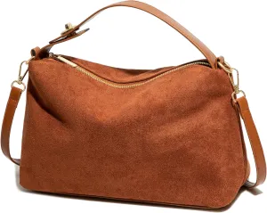 Women’s Vintage Suede Crescent Crossbody Bag, Adjustable Strap Shoulder Tote Purse