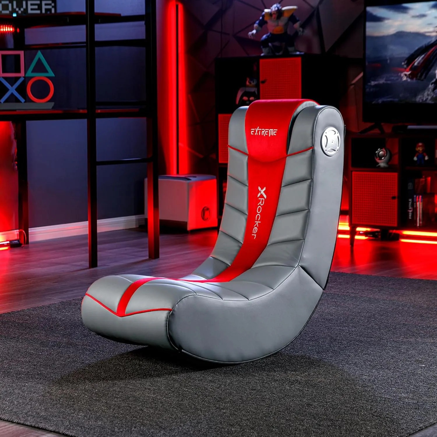 X Rocker Video Gaming Floor Rocker Chair, Built-in Audio Speakers, Foldable for Bedroom or Game Room, Gifts for Gamers, Boys Girls Teens 5-17