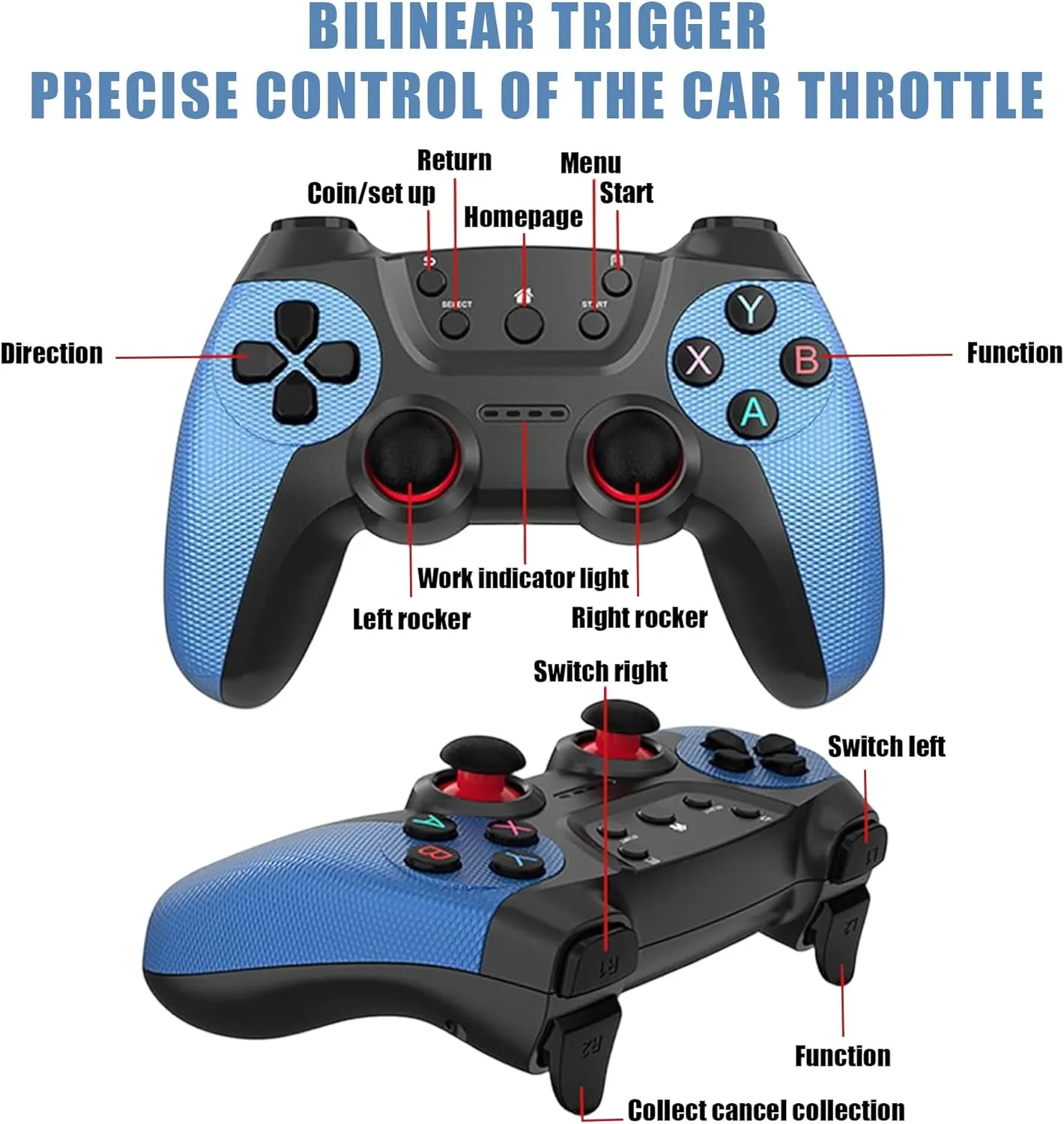 X2 Blue Retro Game Stick - 4K Retro Video Game Console 58000/40000/30000  Games,50/40/30  Emulators,HD Output,with 2 Wireless Controllers,Plug and Play,Home,TV/Computer,Gift for Men Husband (256G)