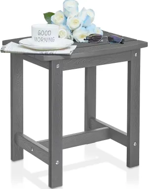 Y&M Outdoor Side Table, HIPS Adirondack Small Single Table, Waterproof Square Outside Table, Balcony Modern End Tables for Patio, Pool, Beach, Porch, Deck, Indoor or Outdoor Use, Dark Gray