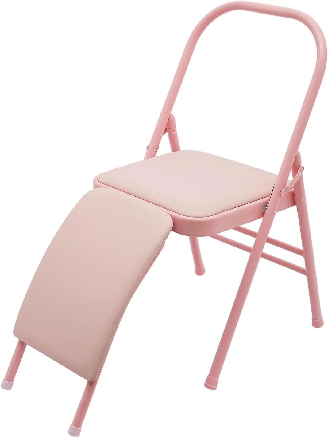 Yoga Auxiliary Chair, Foldable Yoga Chair with Lumbar Back Support, Balance Handstand Training Tool, Portable Practice Balance Equipment for Yoga Studio, Home Fitness, Outdoor Space (Pink)