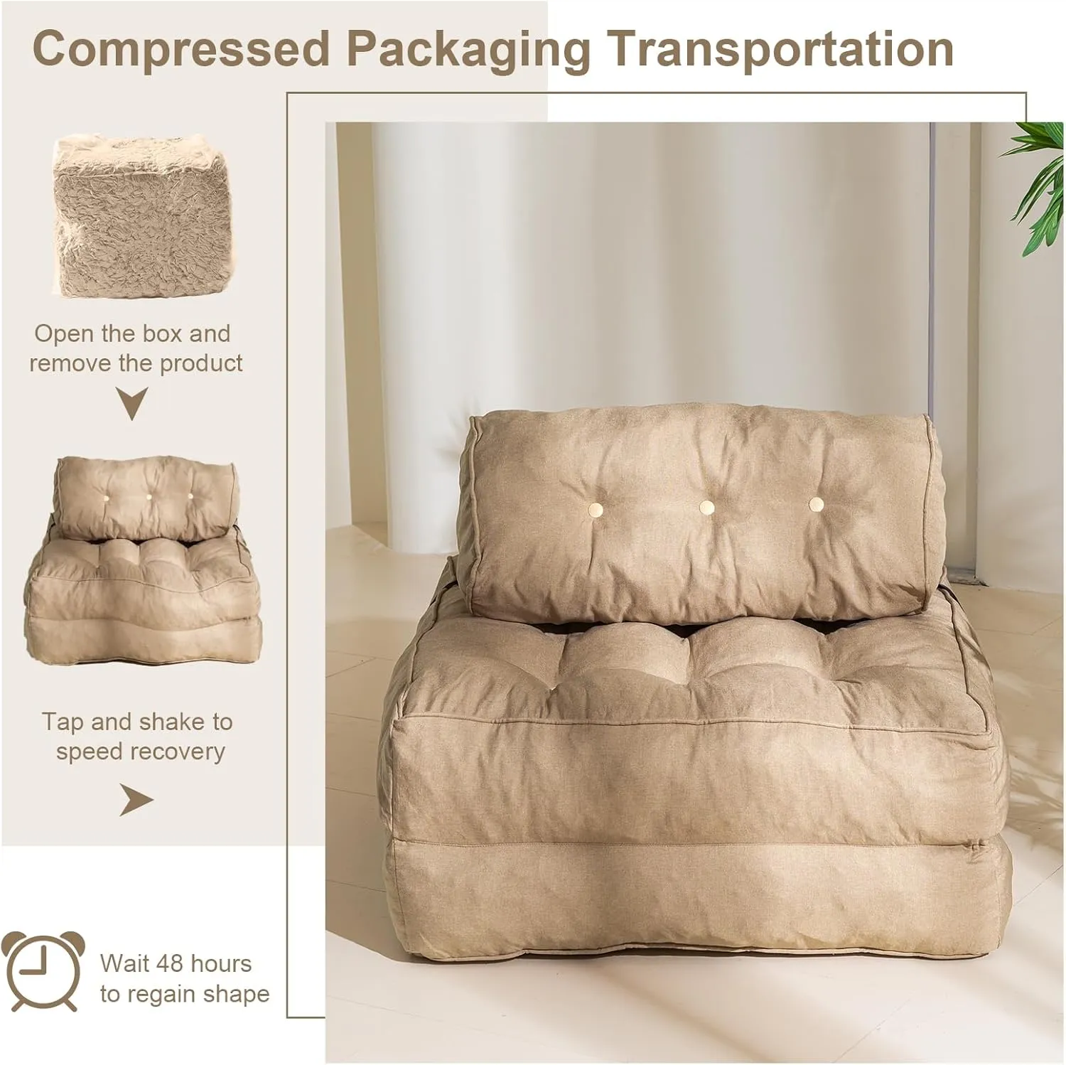 YOSHOOT Folding Couch Sofa Bed, Convertible Sleeper Chairs with Back Support, Foldable Futon Mattress with Pillow, Portable Fold Out Chair Bed Floor Mattress Floor Couch for Living Room
