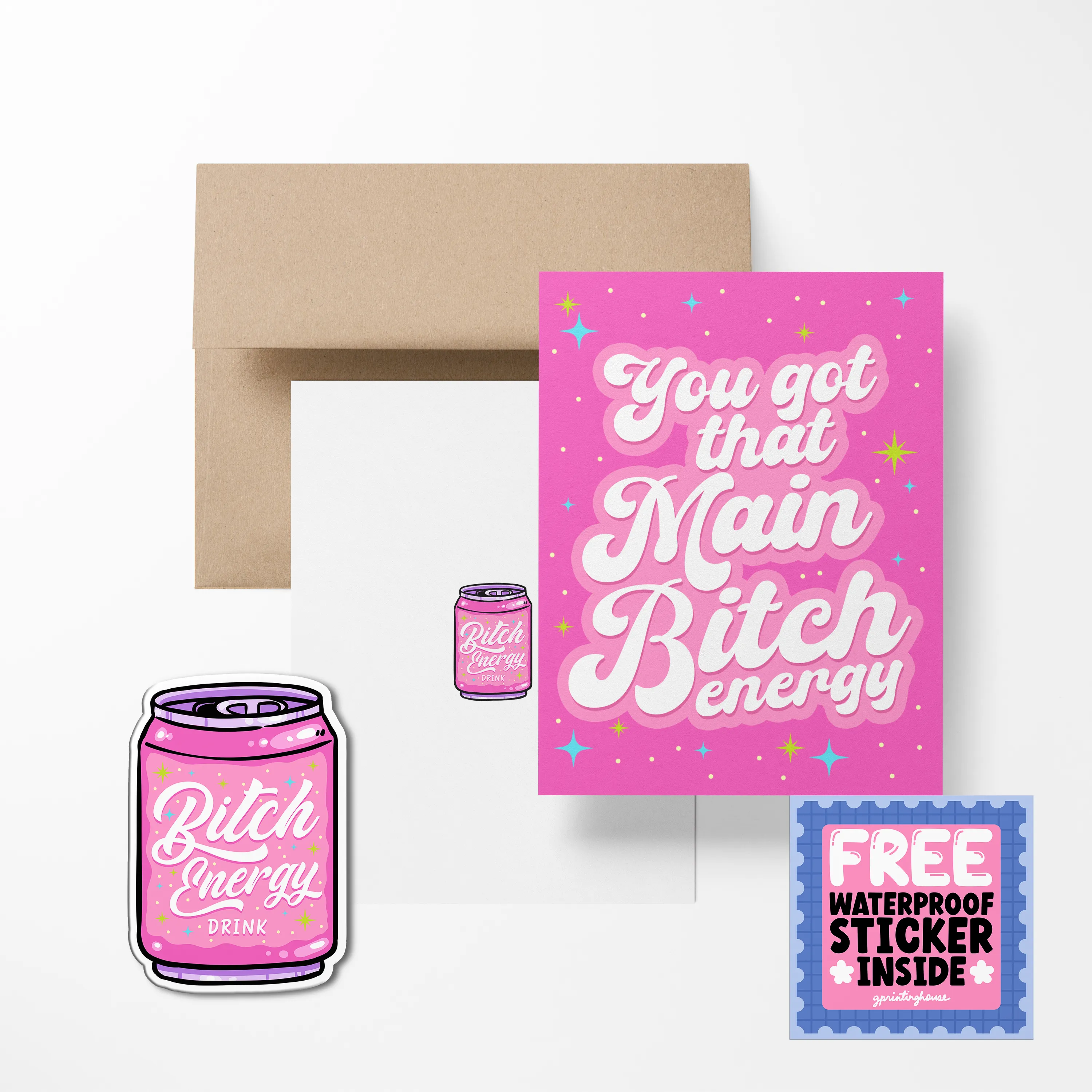 You got that Main Bitch Energy Cute Greeting Card with Stickers