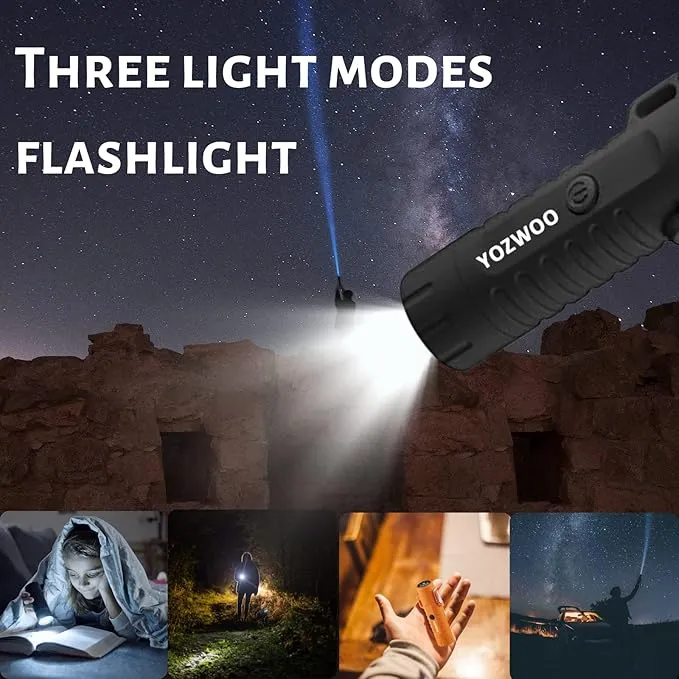 YOZWOO Electronic Lighter Rechargeable USB Lighter Plasma Dual Arc Lighter Flameless Windproof Waterproof Lighter with Flashlight Compass Lanyard for Outdoor Camping Survival Tactical Gear（Black）