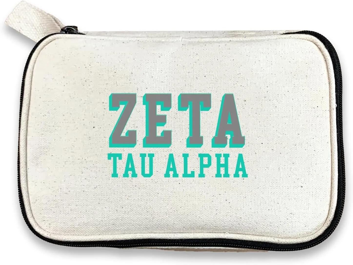 Zeta Tau Alpha Sorority Makeup Bag - Canvas Cosmetic Pouch with Bold 3D Lettering - Travel Organizer or Bid Day Gift
