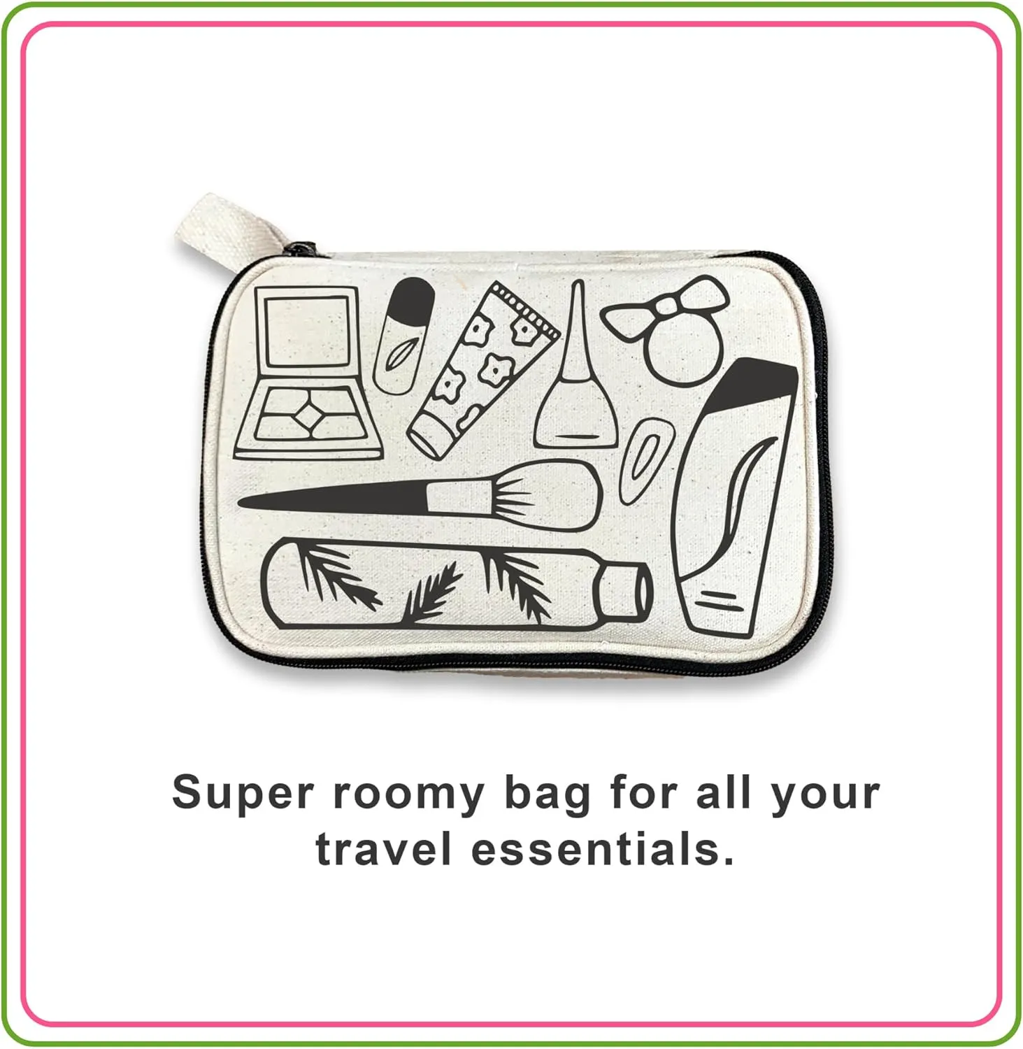 Zeta Tau Alpha Sorority Makeup Bag - Canvas Cosmetic Pouch with Bold 3D Lettering - Travel Organizer or Bid Day Gift